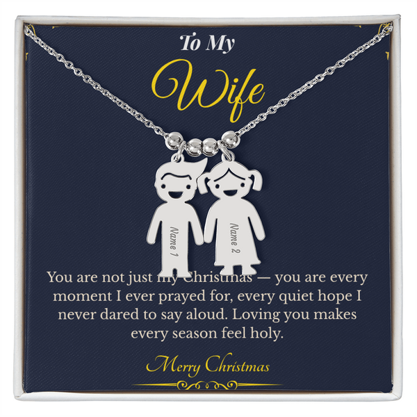 Engraved Kid Charm Necklace – Personalized Christmas Gift for Wife | Custom Family Jewelry That Celebrates Children | Heartfelt Holiday Keepsake