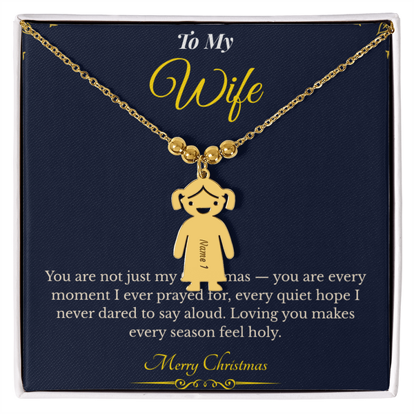 Engraved Kid Charm Necklace – Personalized Christmas Gift for Wife | Custom Family Jewelry That Celebrates Children | Heartfelt Holiday Keepsake