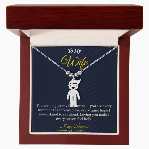Engraved Kid Charm Necklace – Personalized Christmas Gift for Wife | Custom Family Jewelry That Celebrates Children | Heartfelt Holiday Keepsake