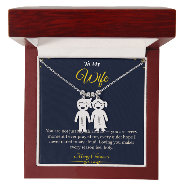 Engraved Kid Charm Necklace – Personalized Christmas Gift for Wife | Custom Family Jewelry That Celebrates Children | Heartfelt Holiday Keepsake