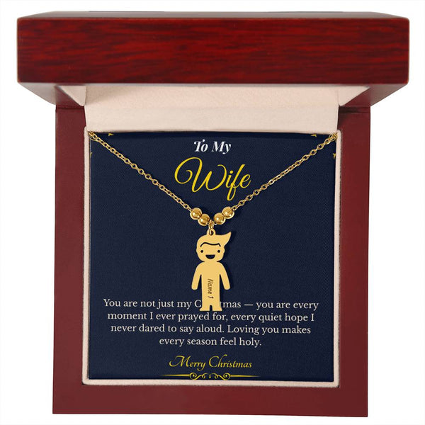 Engraved Kid Charm Necklace – Personalized Christmas Gift for Wife | Custom Family Jewelry That Celebrates Children | Heartfelt Holiday Keepsake
