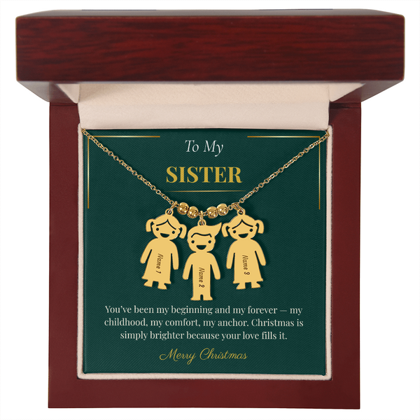 Engraved Kid Charm Necklace – Sentimental Christmas Gift for Sister | Custom Family Jewelry Gift