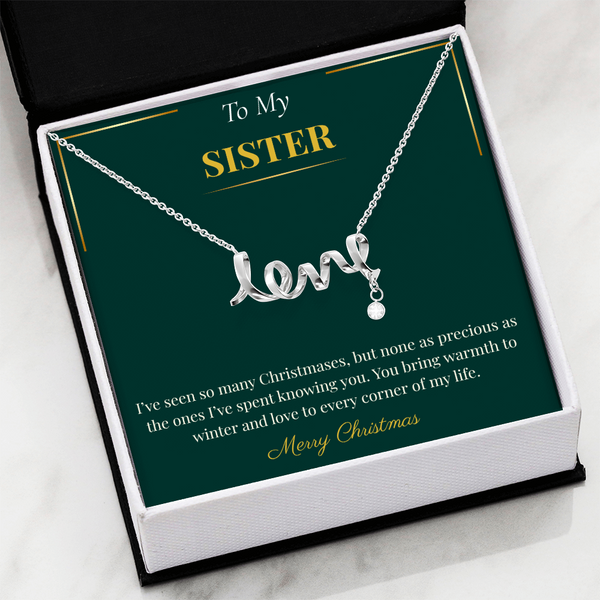 Scripted Love Necklace – Heartfelt Christmas Gift for Sister | Elegant Holiday Jewelry Bestseller