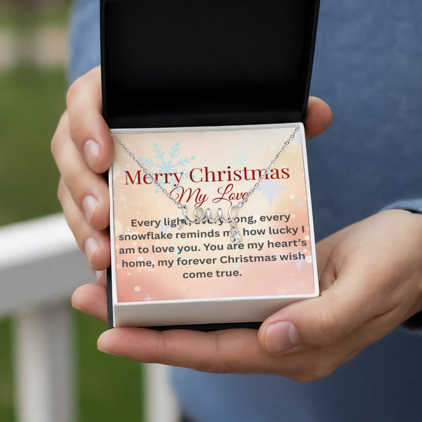 “Love Script Necklace Gift Set – Dainty Pendant with Personalized Card, Romantic Jewelry for Wife or Girlfriend”