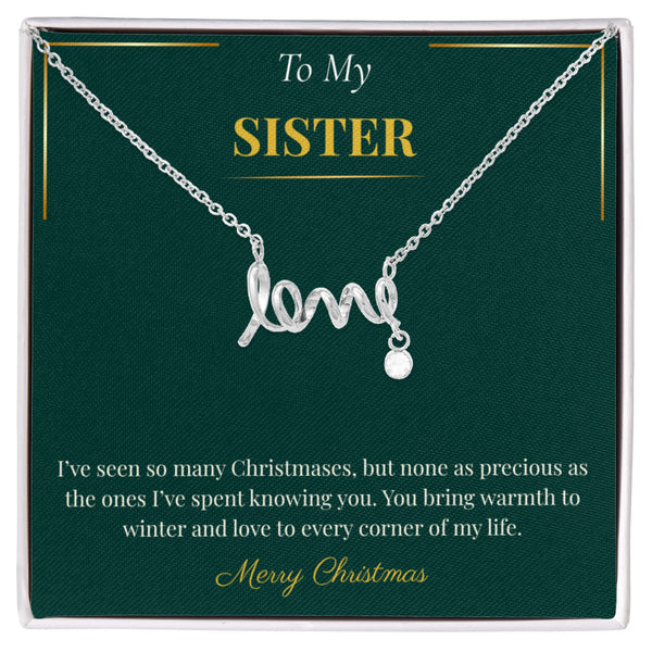 Scripted Love Necklace – Heartfelt Christmas Gift for Sister | Elegant Holiday Jewelry Bestseller
