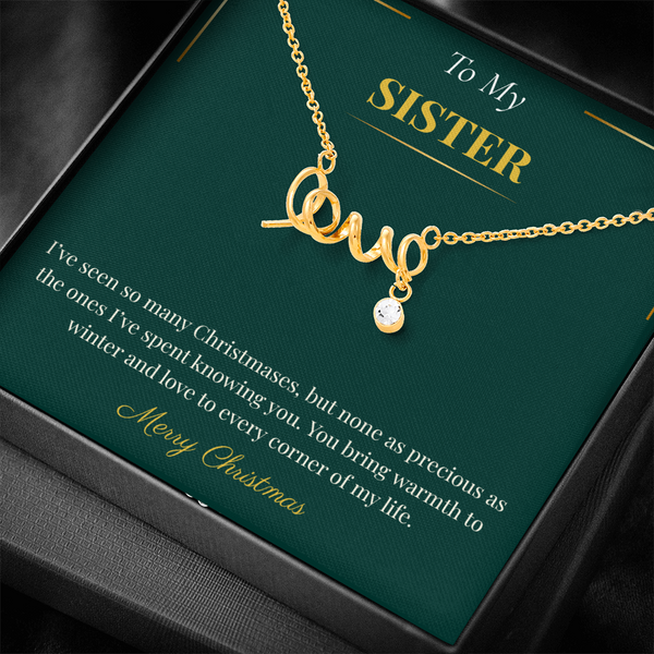 Scripted Love Necklace – Heartfelt Christmas Gift for Sister | Elegant Holiday Jewelry Bestseller