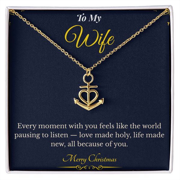 Anchor Pendant Necklace – Meaningful Christmas Gift for Wife | Symbol of Strength, Stability & Endless Love | Elegant Holiday Jewelry for Her