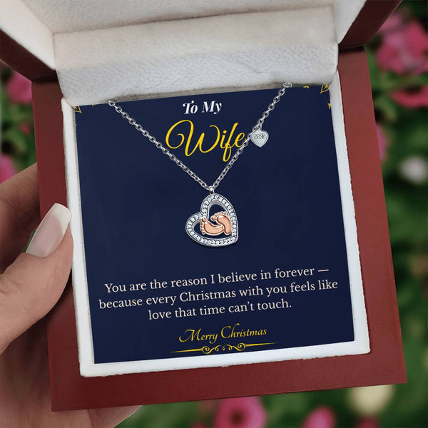 Baby Feet Heart Necklace – Sentimental Christmas Gift for Wife | Heartfelt Jewelry Celebrating Motherhood & Love | Perfect Gift for New Moms