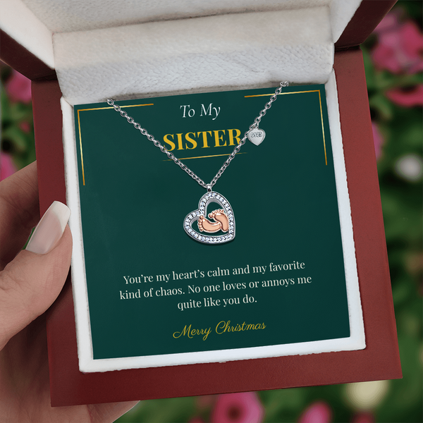 Baby Feet Heart Necklace – Sweet Christmas Gift for Sister | Personalized Jewelry for Moms and Sisters