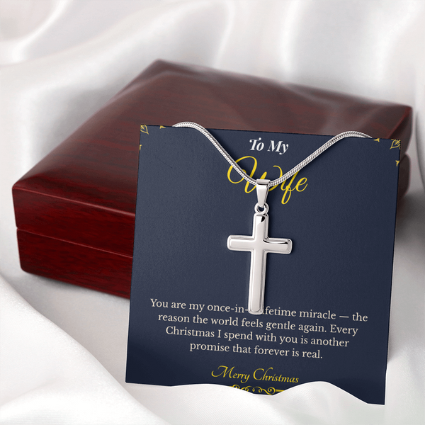 Artisan Cross Necklace with Snake Chain – Faith-Inspired Christmas Gift for Wife | Elegant Jewelry That Represents Love & Hope | Timeless Holiday Keepsake