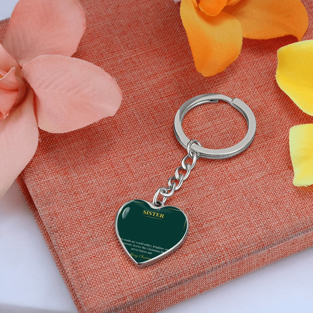 Graphic Heart Keychain – Fun Christmas Gift for Sister | Personalized Holiday Accessory