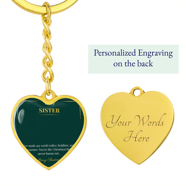 Graphic Heart Keychain – Fun Christmas Gift for Sister | Personalized Holiday Accessory