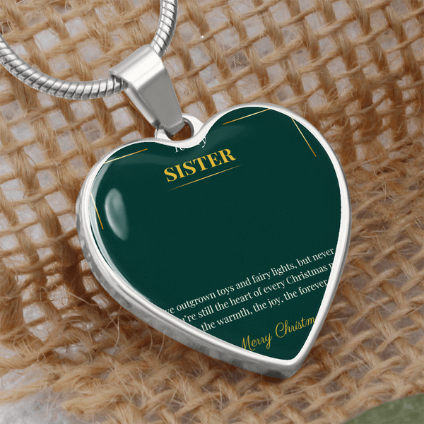 Luxury Graphic Heart Necklace – Romantic Christmas Gift for Sister | Stylish Holiday Jewelry Gift