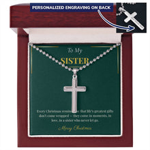 Personalized Cross Necklace with Ball Chain – Faith-Inspired Christmas Gift for Sister | Spiritual Holiday Jewelry