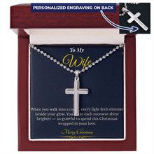 Personalized Cross Necklace with Ball Chain – Faith-Inspired Christmas Gift for Wife | Custom Engraved Jewelry That Reflects Love & Hope | Elegant Holiday Keepsake