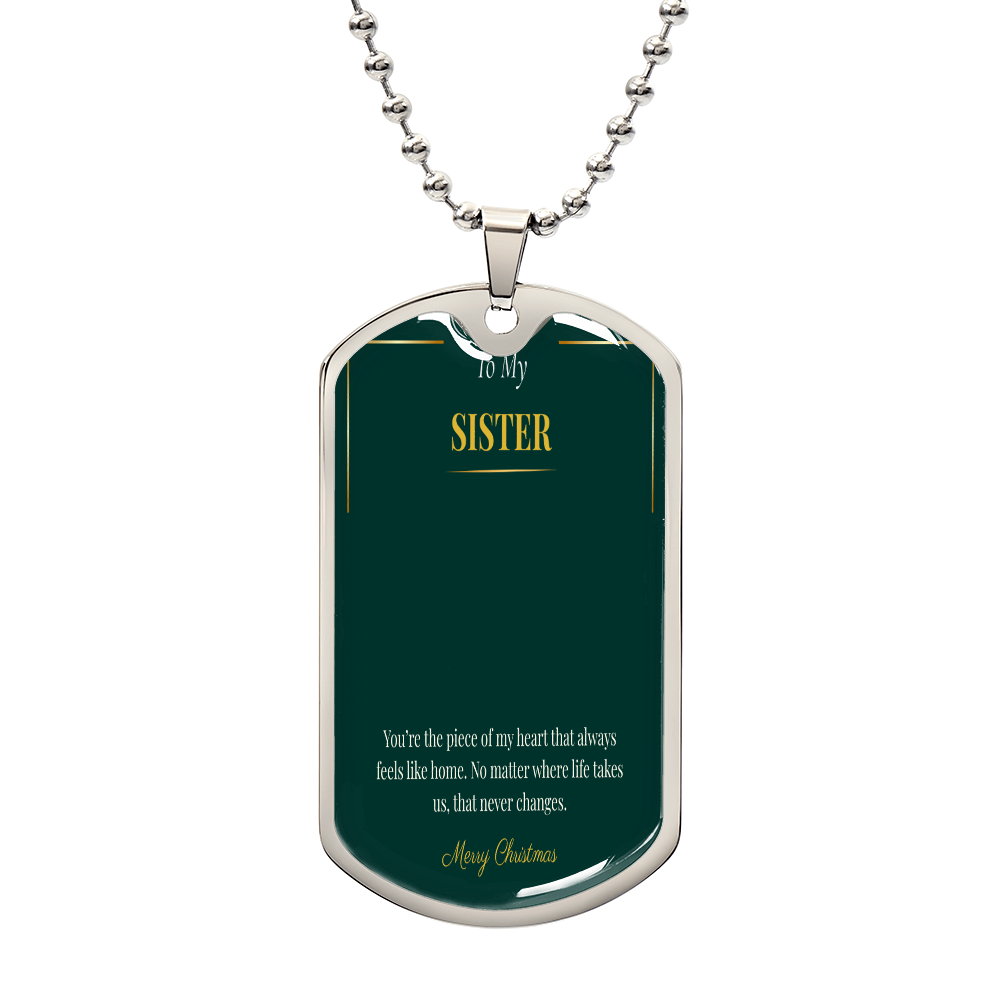 Luxury Graphic Dog Tag Necklace – Stylish Christmas Gift for Sister | Unique Holiday Jewelry Gift