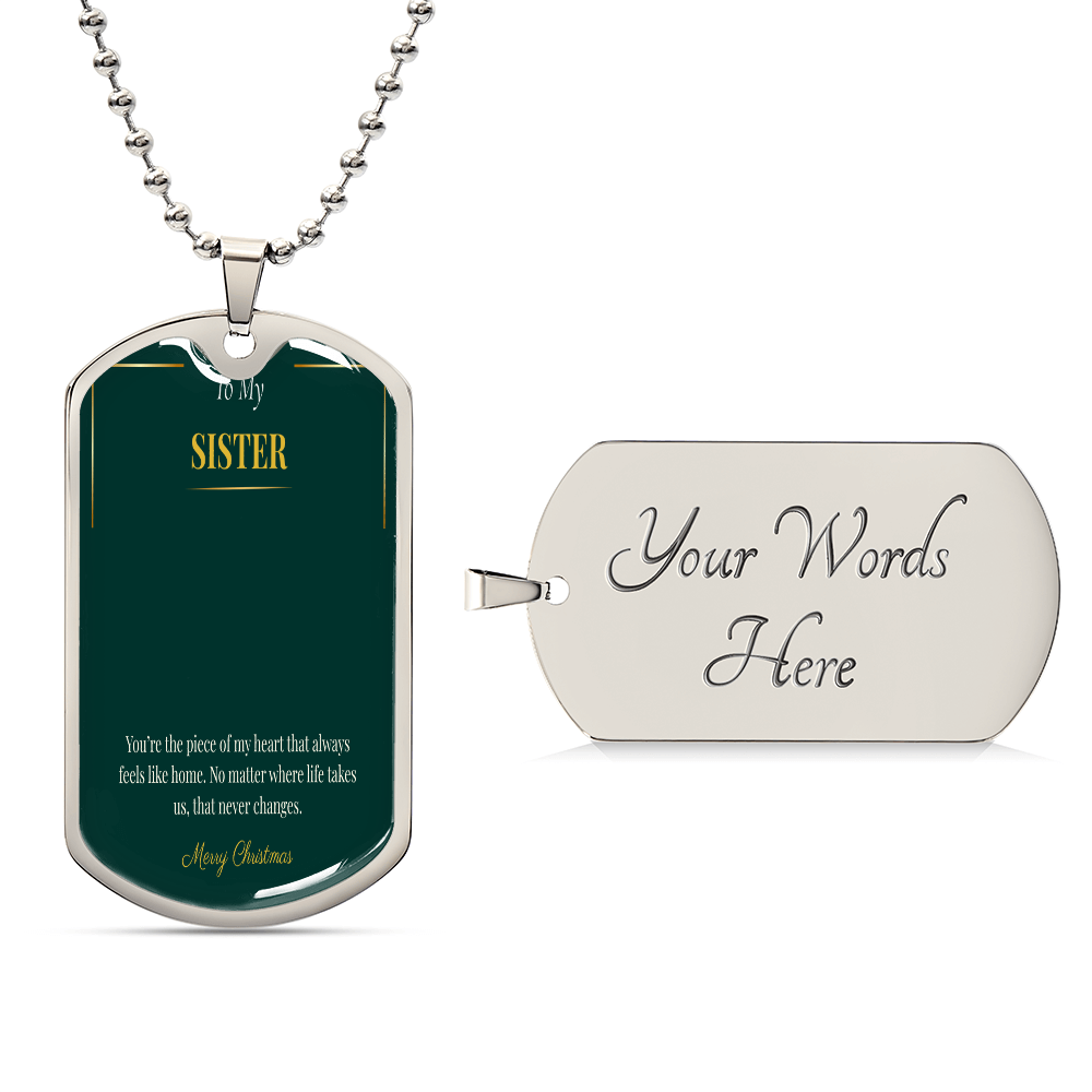 Luxury Graphic Dog Tag Necklace – Stylish Christmas Gift for Sister | Unique Holiday Jewelry Gift