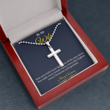 Artisan Cross Necklace with Ball Chain – Meaningful Christmas Gift for Wife | Handcrafted Jewelry That Symbolizes Strength & Faith | Elegant Holiday Gift