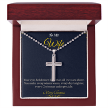 Artisan Cross Necklace with Ball Chain – Meaningful Christmas Gift for Wife | Handcrafted Jewelry That Symbolizes Strength & Faith | Elegant Holiday Gift