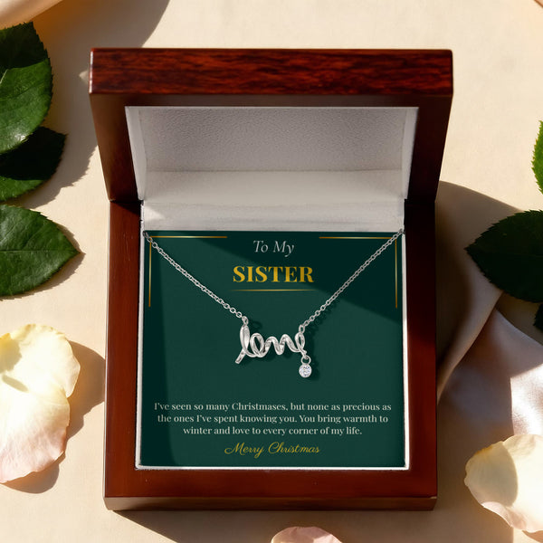 Scripted Love Necklace – Heartfelt Christmas Gift for Sister | Elegant Holiday Jewelry Bestseller