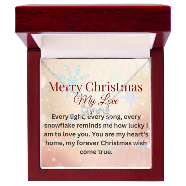 “Love Script Necklace Gift Set – Dainty Pendant with Personalized Card, Romantic Jewelry for Wife or Girlfriend”