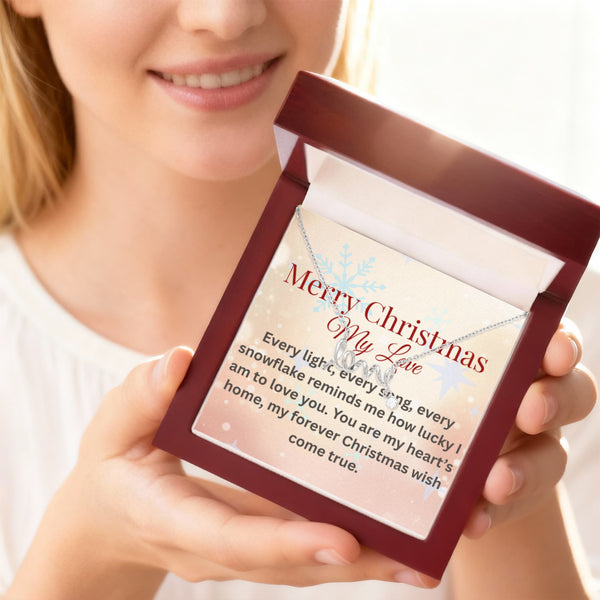 “Love Script Necklace Gift Set – Dainty Pendant with Personalized Card, Romantic Jewelry for Wife or Girlfriend”