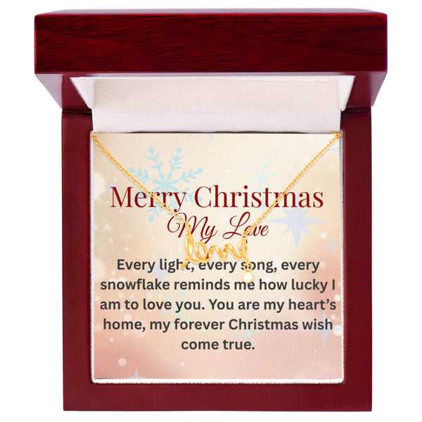 “Love Script Necklace Gift Set – Dainty Pendant with Personalized Card, Romantic Jewelry for Wife or Girlfriend”