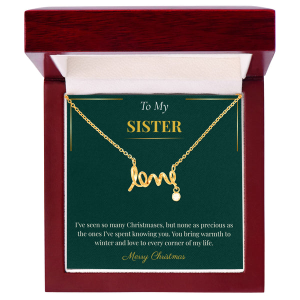 Scripted Love Necklace – Heartfelt Christmas Gift for Sister | Elegant Holiday Jewelry Bestseller