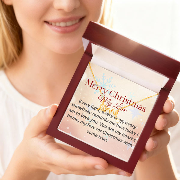 “Love Script Necklace Gift Set – Dainty Pendant with Personalized Card, Romantic Jewelry for Wife or Girlfriend”