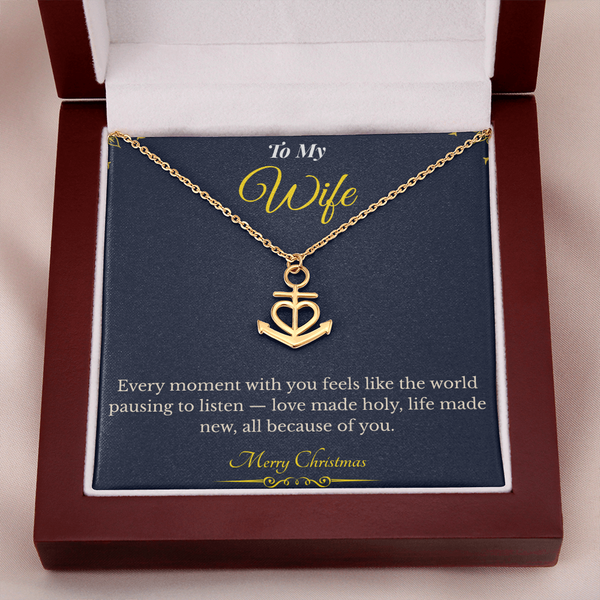 Anchor Pendant Necklace – Meaningful Christmas Gift for Wife | Symbol of Strength, Stability & Endless Love | Elegant Holiday Jewelry for Her