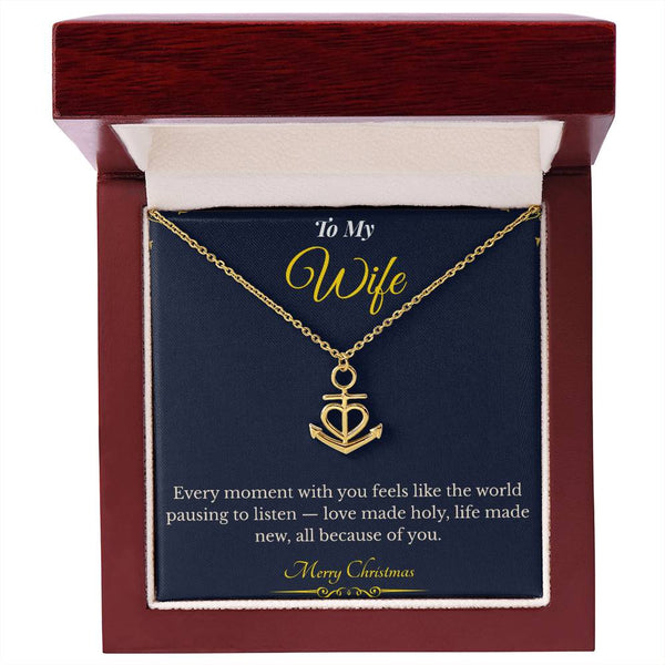 Anchor Pendant Necklace – Meaningful Christmas Gift for Wife | Symbol of Strength, Stability & Endless Love | Elegant Holiday Jewelry for Her