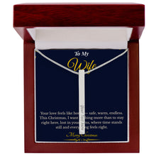 Engraved 4-Sided Stick Necklace with Message Card – Heartfelt Christmas Gift for Wife | Personalized Jewelry with Loving Words | Elegant Custom Keepsake