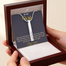 Engraved 4-Sided Stick Necklace with Message Card – Heartfelt Christmas Gift for Wife | Personalized Jewelry with Loving Words | Elegant Custom Keepsake