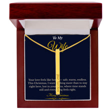 Engraved 4-Sided Stick Necklace with Message Card – Heartfelt Christmas Gift for Wife | Personalized Jewelry with Loving Words | Elegant Custom Keepsake