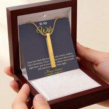 Engraved 4-Sided Stick Necklace with Message Card – Heartfelt Christmas Gift for Wife | Personalized Jewelry with Loving Words | Elegant Custom Keepsake