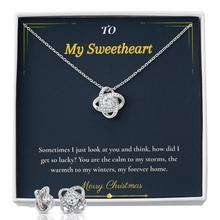 Love Knot Necklace and Earring Set – Romantic Christmas Gift for Wife | Complete Jewelry Set That Radiates Eternal Love | Elegant Holiday Keepsake