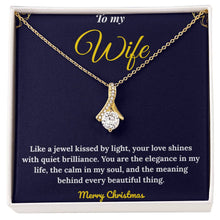 Alluring Beauty 14K White Gold Finish Necklace for Wife with Message Card & Gift Box | Romantic Christmas Gift from Husband