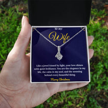 Alluring Beauty 14K White Gold Finish Necklace for Wife with Message Card & Gift Box | Romantic Christmas Gift from Husband