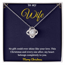 Christmas Love Knot Heart Necklace for Her – 14k White Gold with Sparkling CZ | Elegant Holiday Jewelry Symbolizing Endless Love