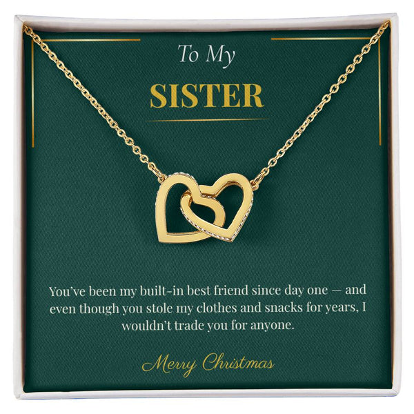 Interlocking Hearts Necklace – A Heartfelt Christmas Gift for Sister | Symbol of Love and Connection
