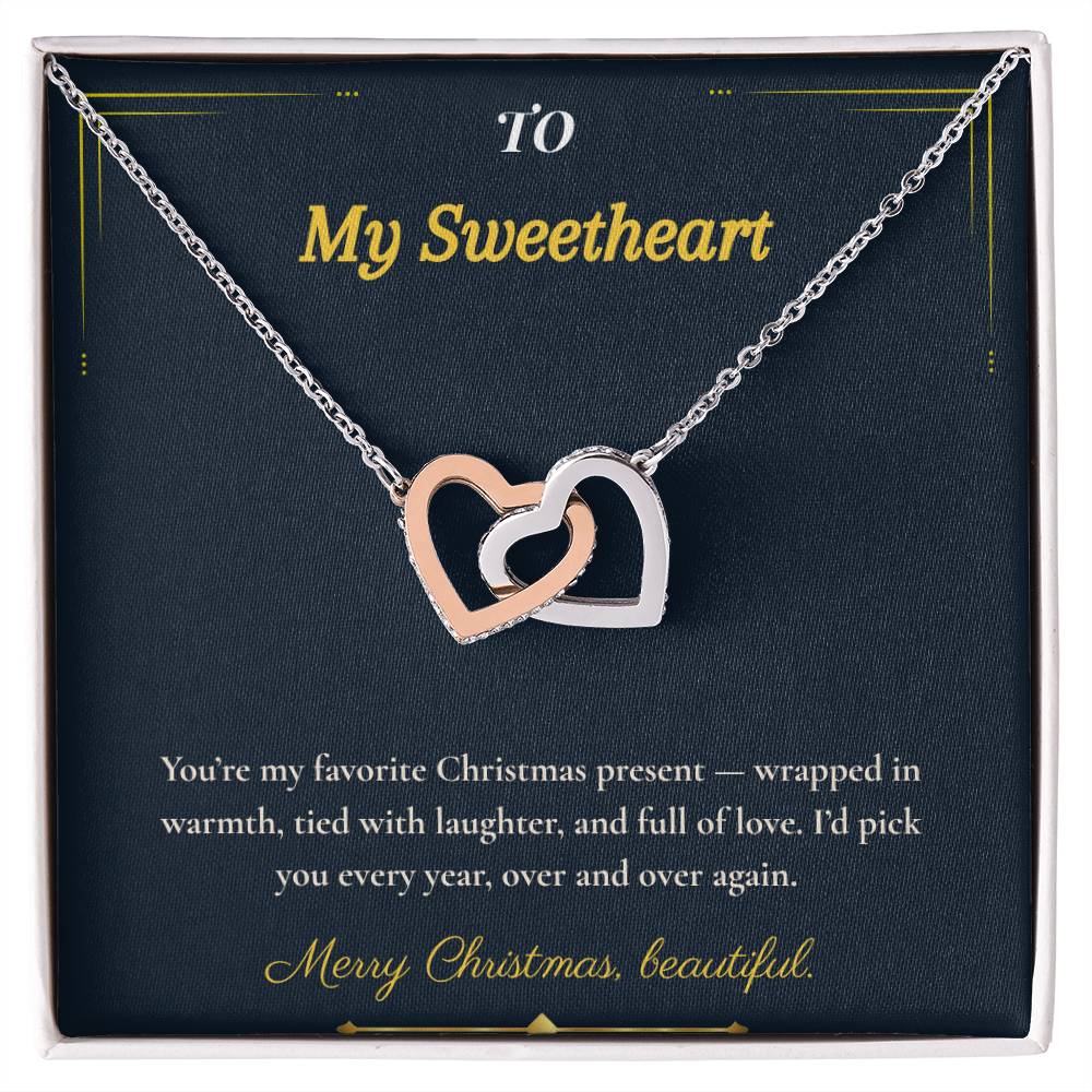Interlocking Hearts Necklace – Sentimental Christmas Gift for Wife | Romantic Jewelry That Represents Two Hearts, One Soul | Perfect Holiday Gift for Her
