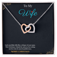 Interlocking Heart Necklace for Couples – CZ Crystal Double Heart Pendant in 18K Yellow Gold Finish and 14K White Gold Finish  | Romantic Christmas Gift for wife