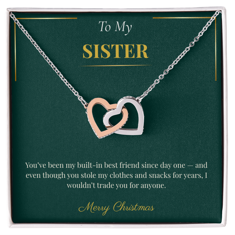 Interlocking Hearts Necklace – A Heartfelt Christmas Gift for Sister | Symbol of Love and Connection