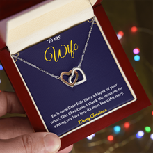 Interlocking Heart Necklace for Couples – CZ Crystal Double Heart Pendant in 18K Yellow Gold Finish and 14K White Gold Finish | Romantic Christmas Gift for wife