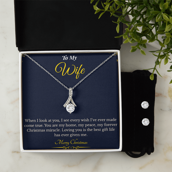 Alluring Beauty Necklace and Earring Set – Stunning Christmas Gift for Wife | Dazzling Jewelry That Highlights Her Grace | Elegant Holiday Set She'll Adore
