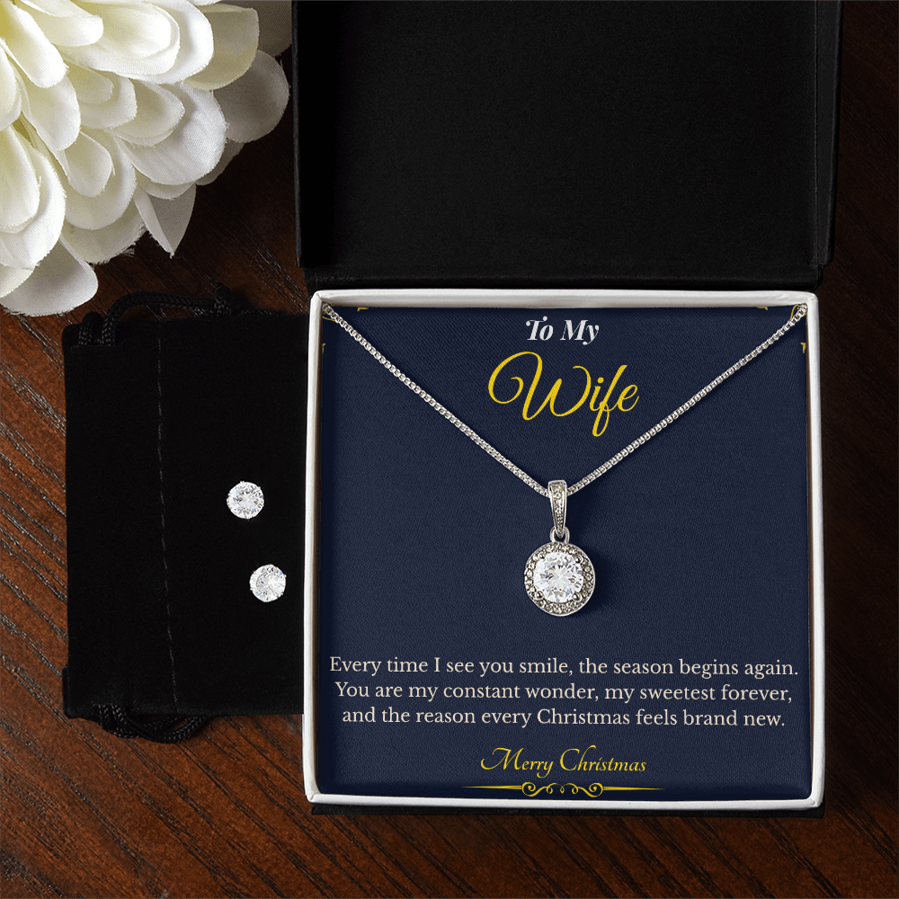 Eternal Hope Necklace and Earring Set – Elegant Christmas Gift for Wife | Sparkling Jewelry That Symbolizes Love & Faith | Perfect Holiday Set for Her