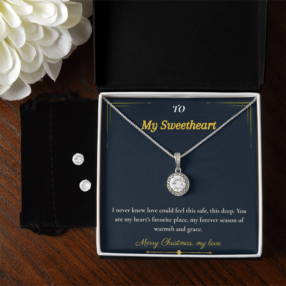 Eternal Hope Necklace and Earring Set – Elegant Christmas Gift for Wife | Sparkling Jewelry That Symbolizes Love & Faith | Perfect Holiday Set for Her