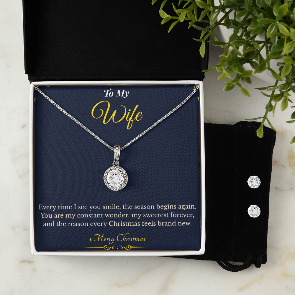 Eternal Hope Necklace and Earring Set – Elegant Christmas Gift for Wife | Sparkling Jewelry That Symbolizes Love & Faith | Perfect Holiday Set for Her