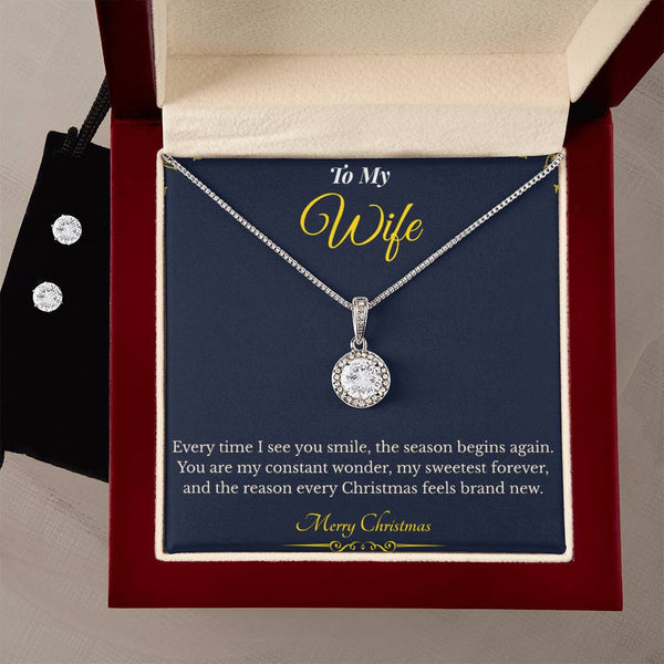 Eternal Hope Necklace and Earring Set – Elegant Christmas Gift for Wife | Sparkling Jewelry That Symbolizes Love & Faith | Perfect Holiday Set for Her