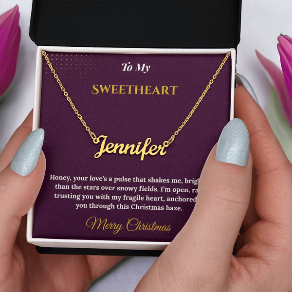 Custom Name Necklace – Personalized Christmas Gift for Wife | Engraved Jewelry That Captures Your Love | Elegant Custom Keepsake for Her